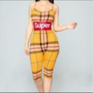 Super fab plaid  romper mustard